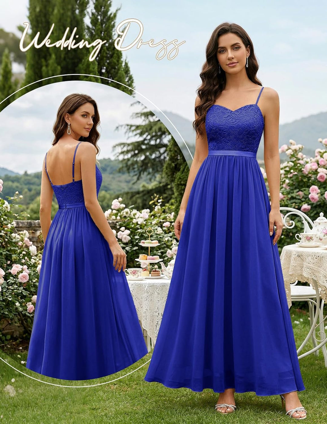 DRESSTELLS Damen Abendkleider Elegant für Hochzeit Brautjungfernkleider Lang Chiffon Brautjungfernkl
