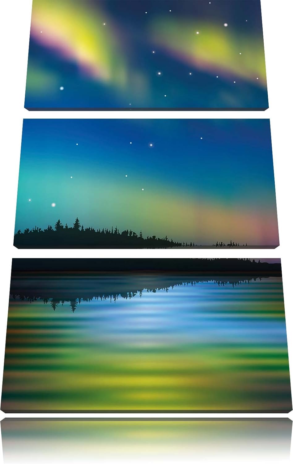 Pixxprint Polarlichter in Alaska als Leinwandbild | Grösse: 3 Teilig (120x80) | Wandbild| Kunstdruck