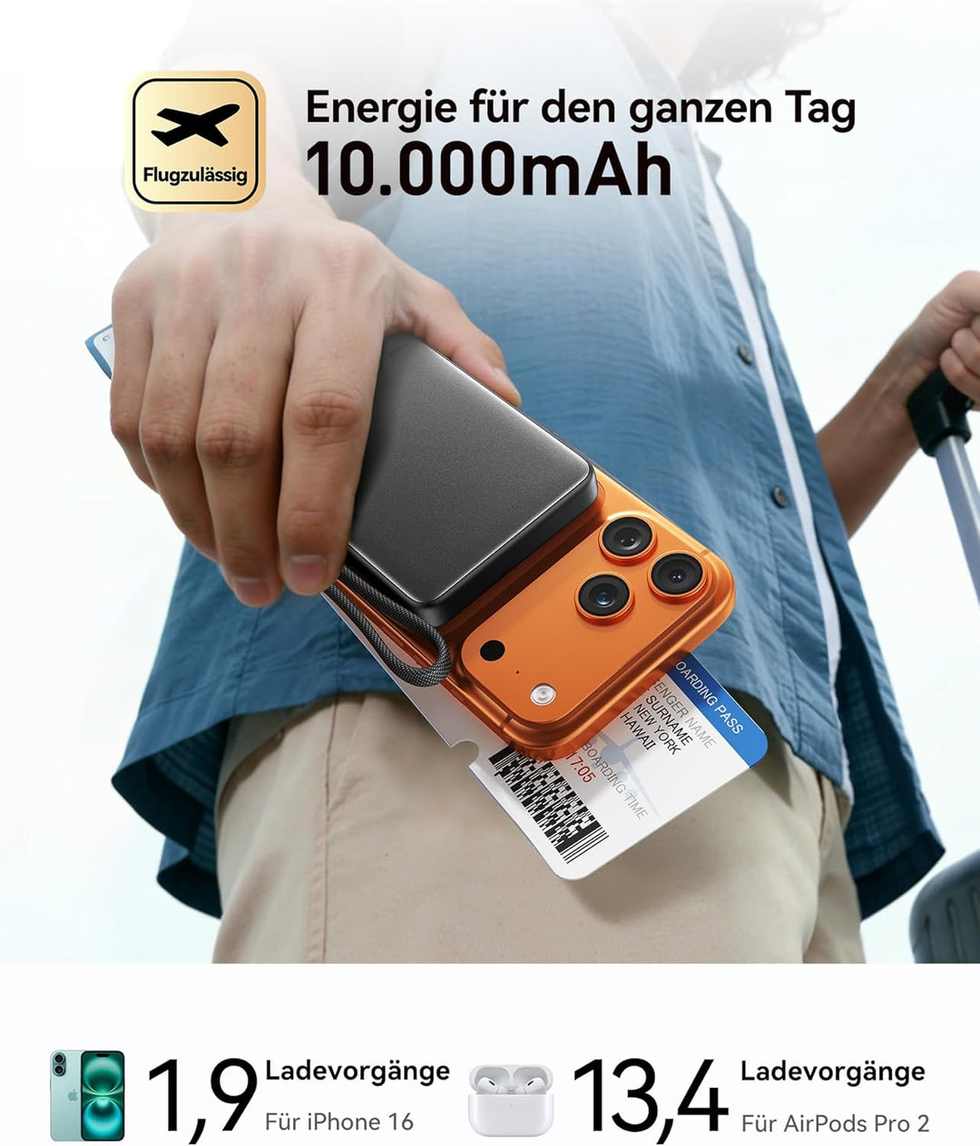 INIU für Magsafe Power Bank, Schlanksten 10000mAh Qi2-zertifiziert 15W Magnetische Powerbank, 45W Ul