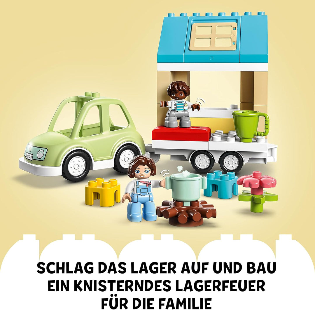 LEGO 10986 DUPLO Zuhause auf Rädern, Spielzeugauto mit grossen Steinen, Figuren und Spielzeugauto fü