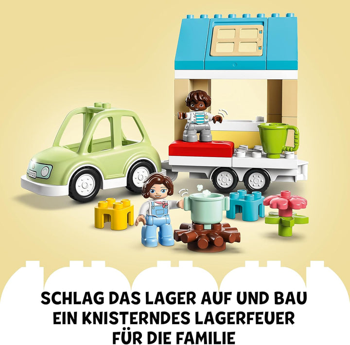 LEGO 10986 DUPLO Zuhause auf Rädern, Spielzeugauto mit grossen Steinen, Figuren und Spielzeugauto fü