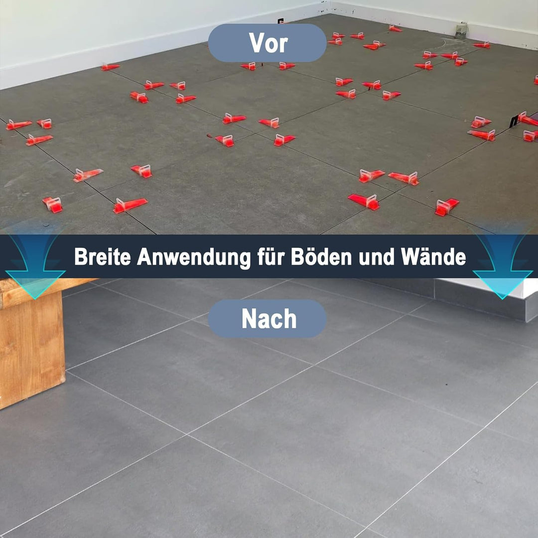 Fliesen Nivelliersystem 500 Stück Laschen Zuglaschen 1,5 mm Fugenbreite, Verlegesystem Werkzeug für