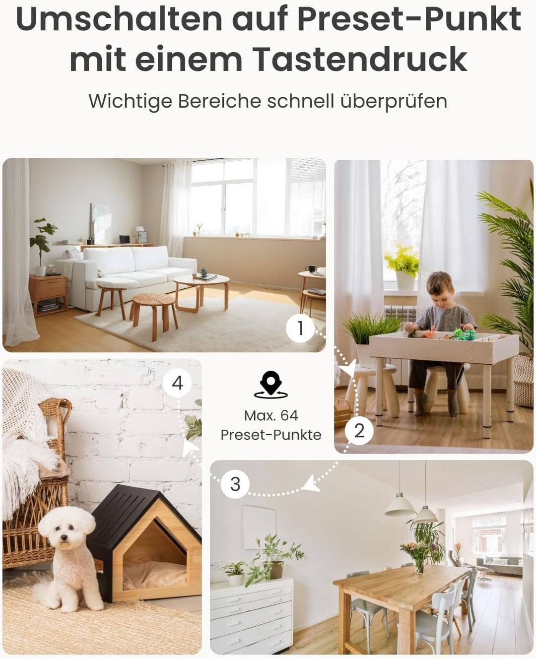 Reolink 5MP PTZ Überwachungskamera WLAN Kamera Innen, 355°/50° Schwenkbare WiFi IP Kamera Indoor mit