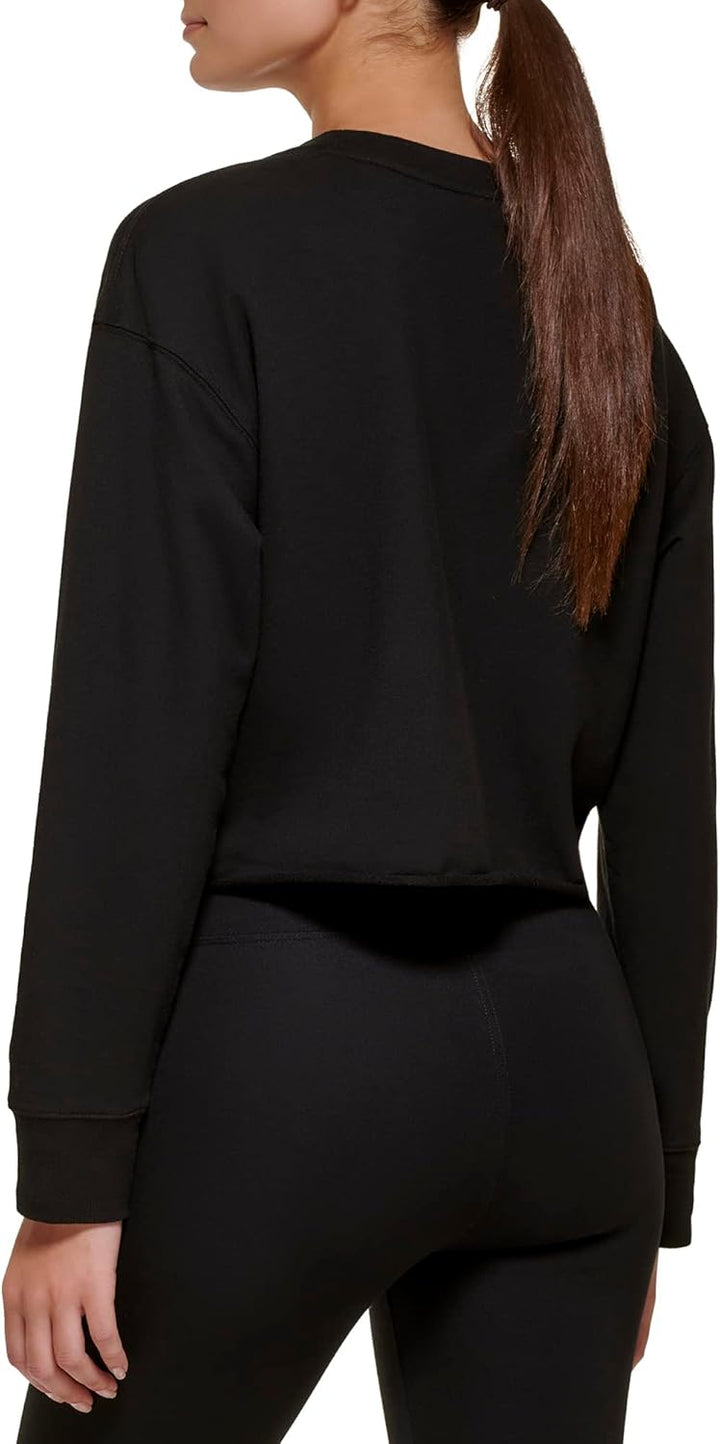 DKNY Damen Sport Women's Metallic Logo Cropped Pullover Sweater, S
