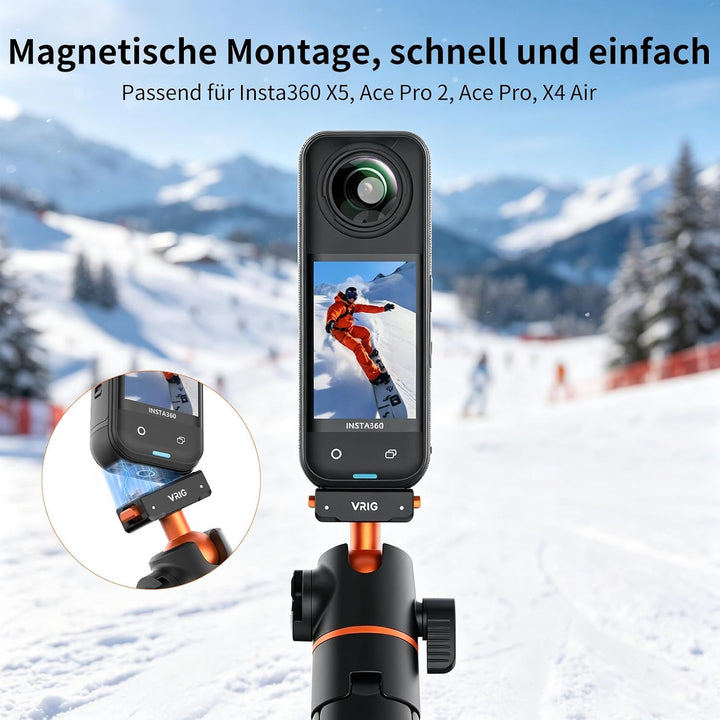 VRIG 140cm Selfie Stick Stativ für Insta 360 Ace Pro 2/ X5/ X4 Air, AC-104 | Magnetischer Schnellwec