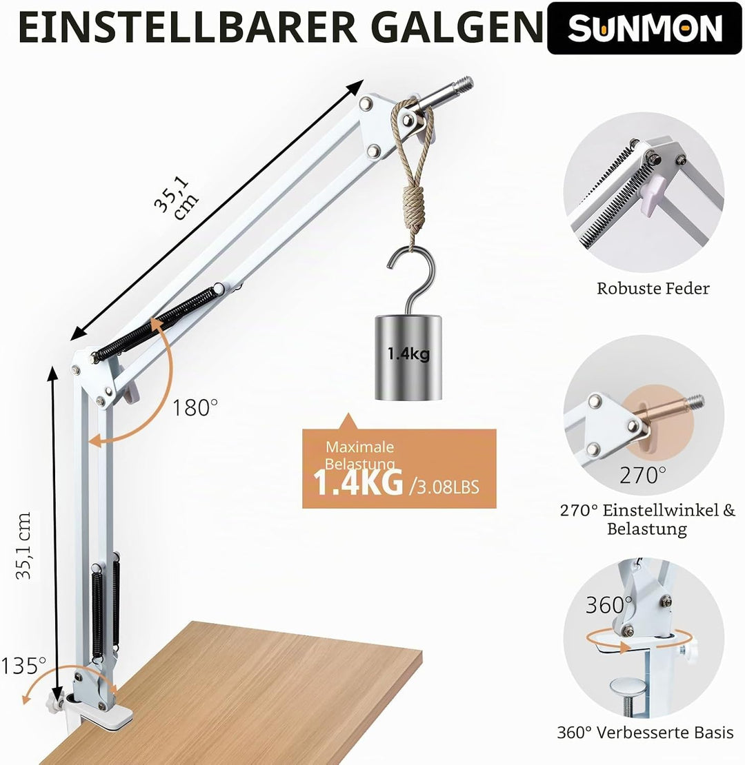 SUNMON Weisser Mikrofon Arm für HyperX QuadCast S, QuadCast S2 Mic Boom Arm Ständer mit Mikrofon Sch