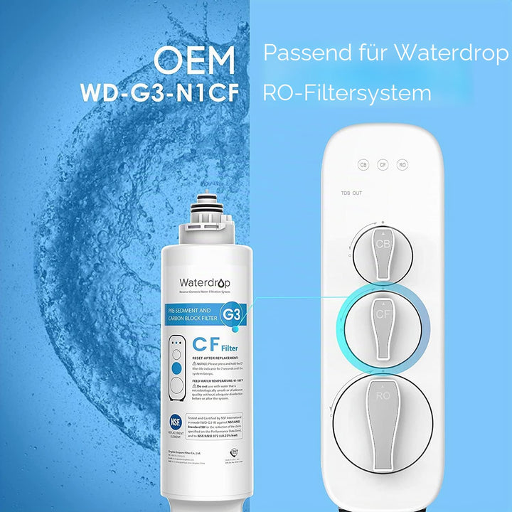 Waterdrop WD-G3-N1CF Filter, 6 Monate Lebensdauer, Ersatz für WD-G3-W Umkehrosmoseanlage 1 Stück, 1