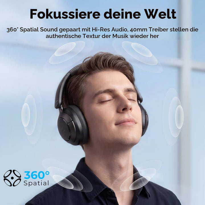 havit H683BT Hybrid Active Noise Cancelling Kopfhörer, Hi-Res Over Ear Bluetooth Kopfhörer mit 4 Mic