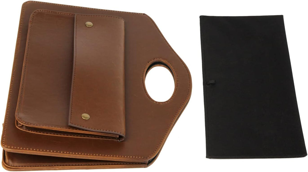 HofferRuffer Leder Zeitschriftenhalter mit Griff, Faltbarer Zeitungshalter mit Kleiner Vordertasche,