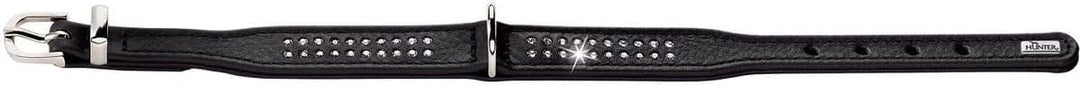HUNTER DIAMOND PETIT Halsband für kleine Hunde, Leder, mit Strasssteinchen, 30 (XS), schwarz 30 (XS)