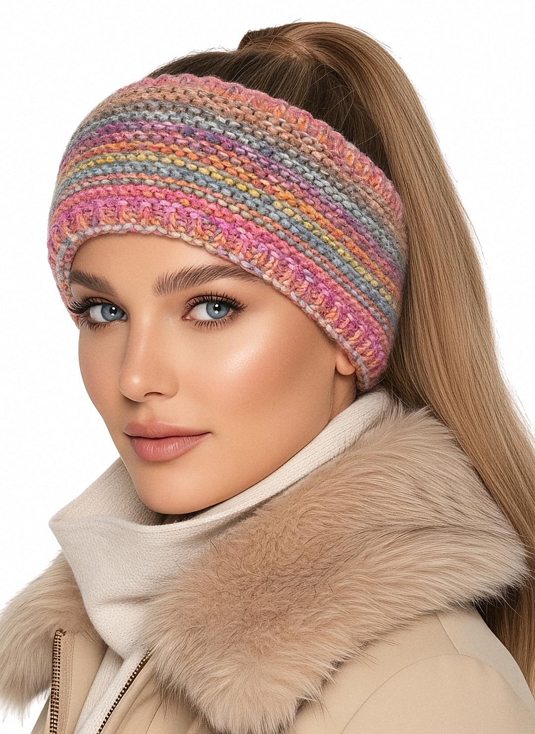 Baesics Stirnband Farbverlauf Pink für Damen & Herren – warme & elastische Unisex Ohrenwärmer mit Fl