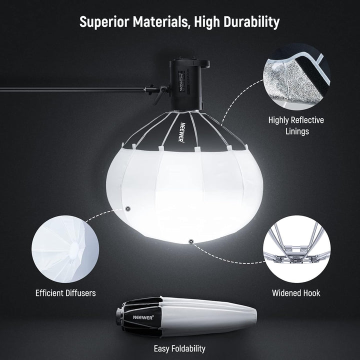 NEEWER 65cm Laternen Softbox mit ein Schritt Schnellwechsel,360°Lichtdiffusor mit Schürze,Bowens Mou