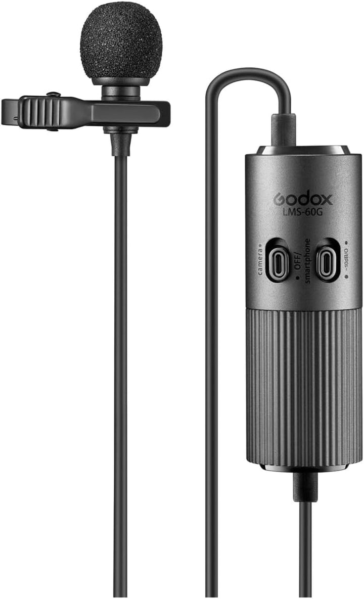 Godox LMS-60G Omnidirektionales Lavalier-Mikrofon mit einstellbarer Verstärkung
