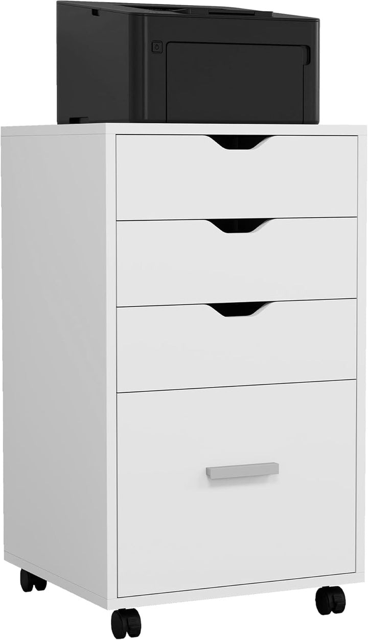 YITAHOME Rollcontainer mit 4 Schubladen, Mobiler Aktenschrank mit Rädern, Bürocontainer Schubladensc