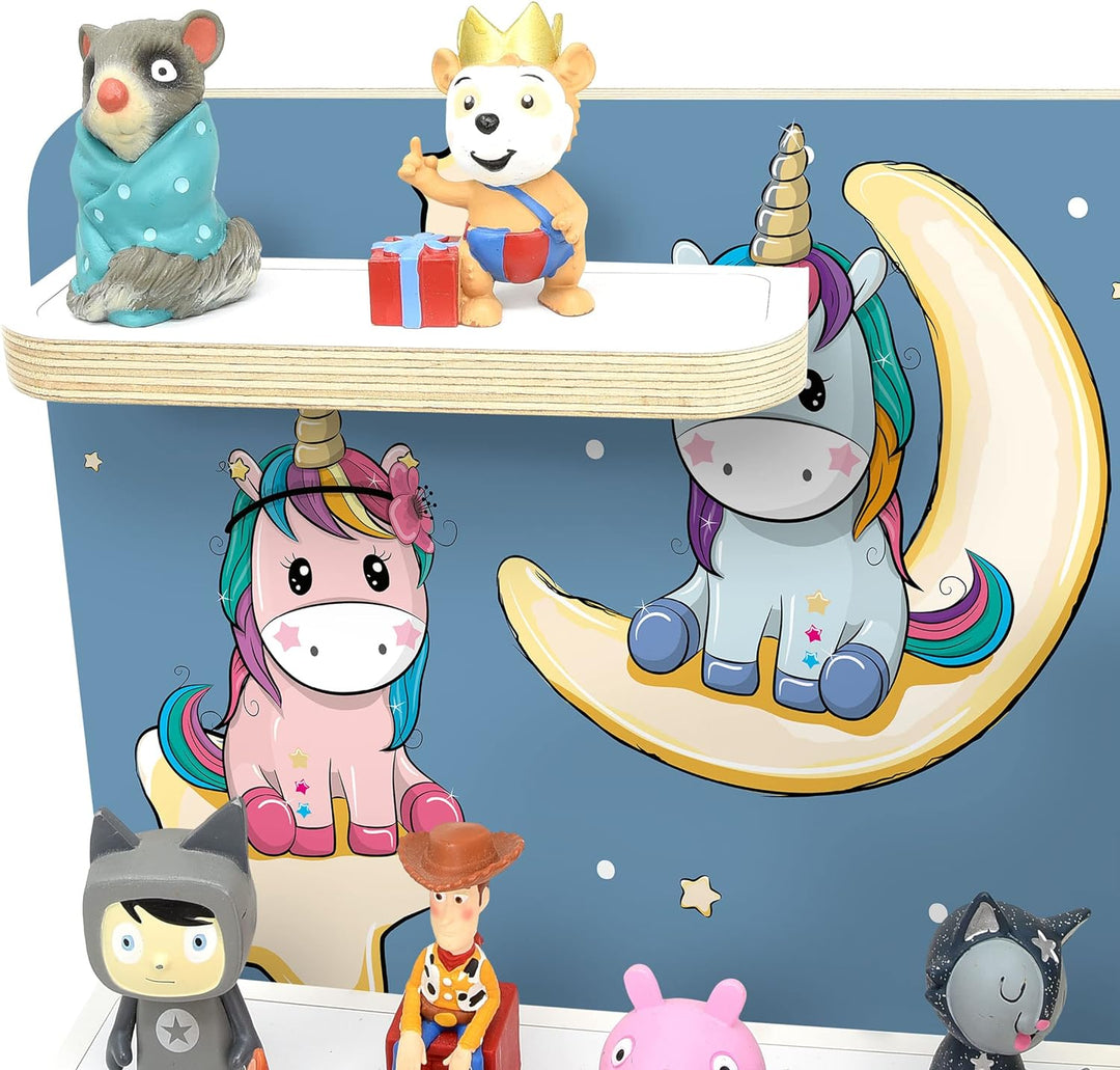 stadtecken® Kinder Regal für Musikbox I Motiv Pony Cool, klein I Geeignet für die Toniebox und ca. 2