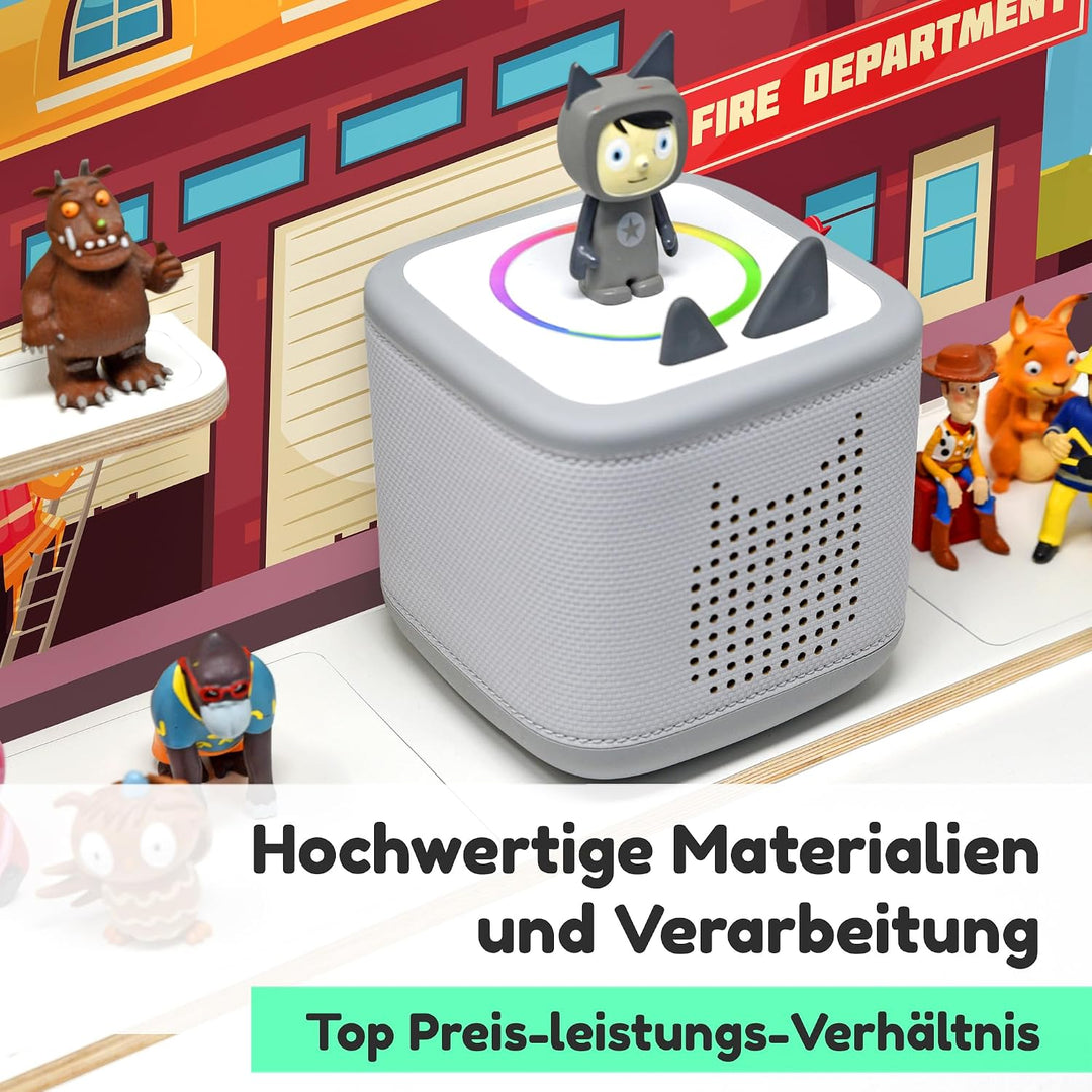 stadtecken Holzregal passend für Toniebox 2 I Geeignet für ca. 50 Tonies I Perfekte Aufbewahrung im
