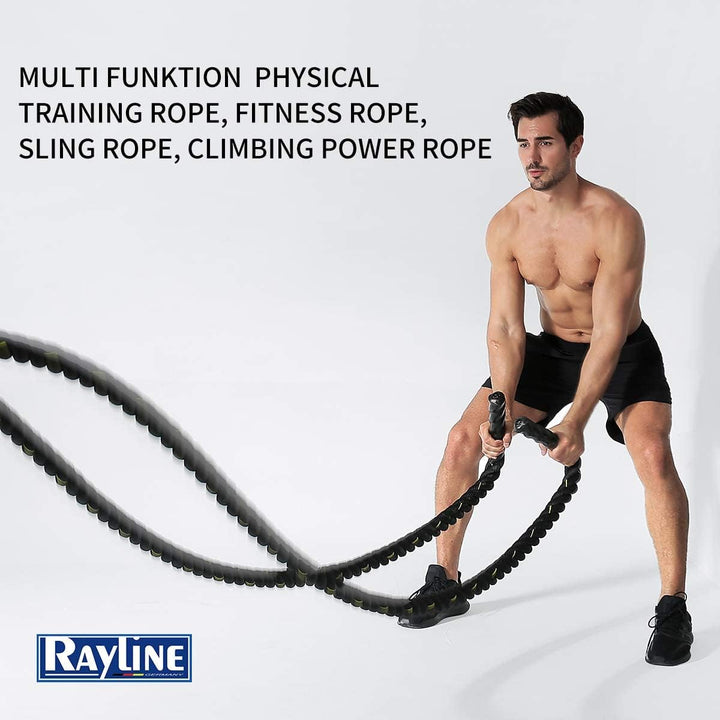 Rayline Trainingsseil Battle Rope Sportseil Tau 15m Training-Fitness-Bodybuilding-Gymnastik-Aerobic-