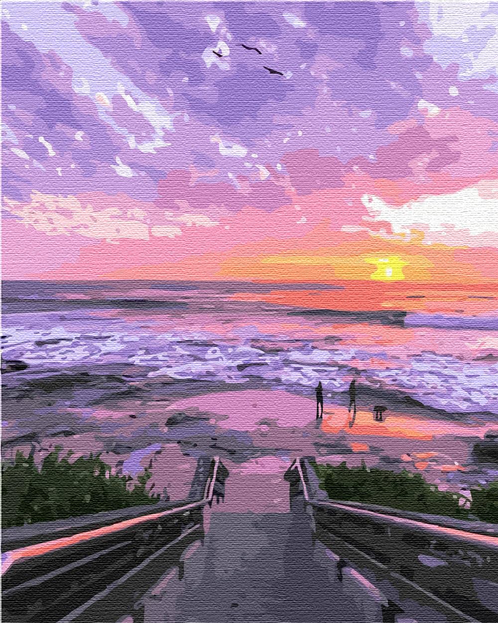 Artnapi Malen nach Zahlen Erwachsene mit Rahmen | DIY Handgemalt | Sonnenuntergang am Strand | Kit f
