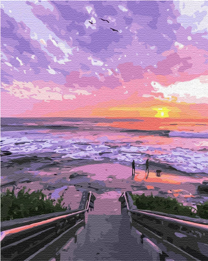Artnapi Malen nach Zahlen Erwachsene mit Rahmen | DIY Handgemalt | Sonnenuntergang am Strand | Kit f