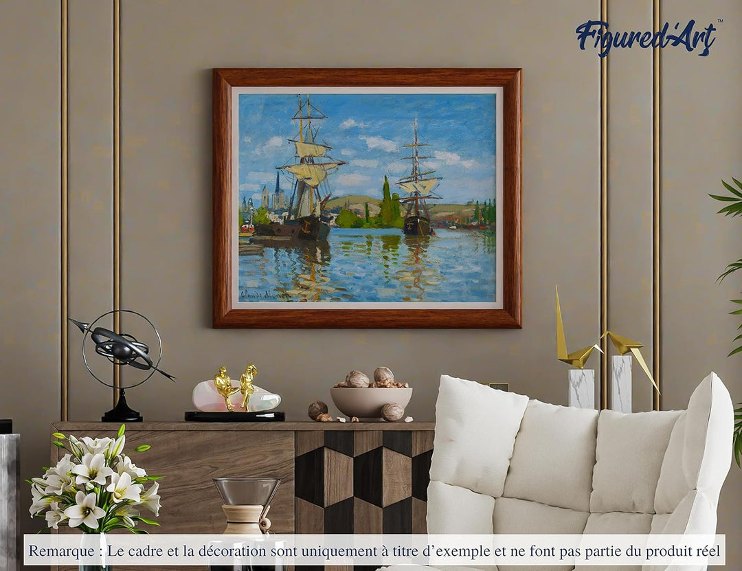 Figured'Art Malen Nach Zahlen Erwachsene Mit Rahmen Schiffe auf der seine in Rouen - Monet - Paint b