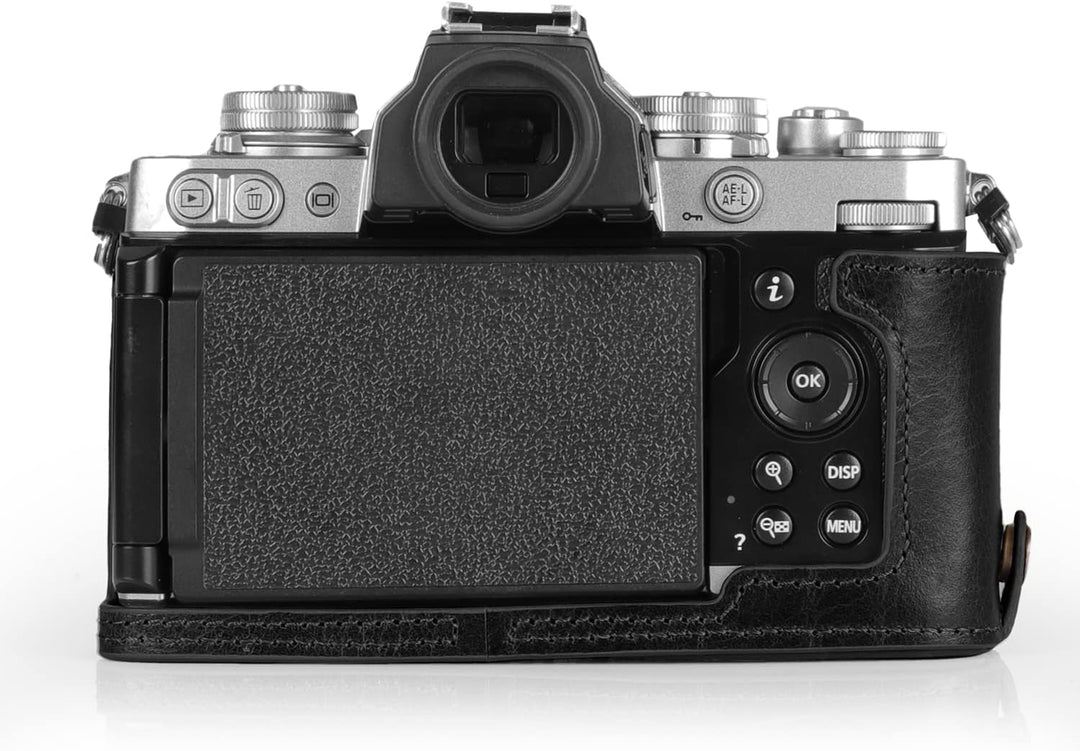 MegaGear MG2016 Ever Ready Genuine Leather Camera Half Case Compatible with Nikon Z fc (Schwarz), Sc
