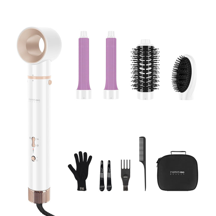 5-in-1 Airstyler & Lockenstab, PARWIN PRO BEAUTY Ionen Föhn Stylingbürsten, 5 Aufsätze Rundbürstenfö