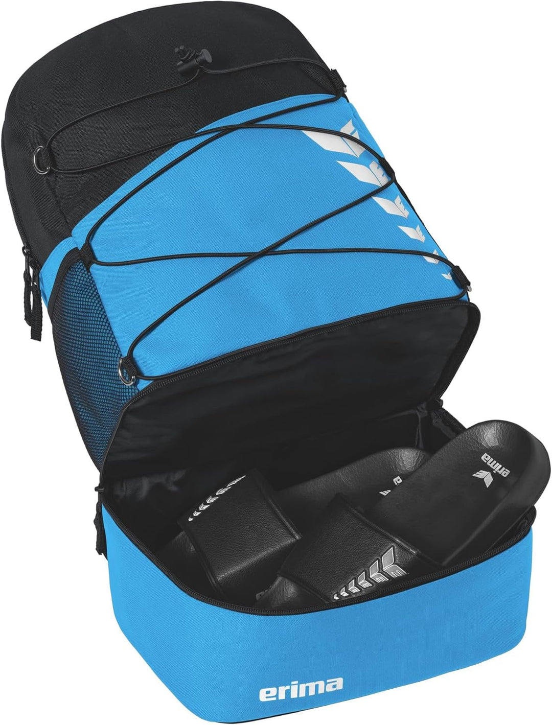 Erima Unisex Six Wings Rucksack mit Bodenfach (1er Pack) 1 Curacao/Schwarz, 1 Curacao/Schwarz