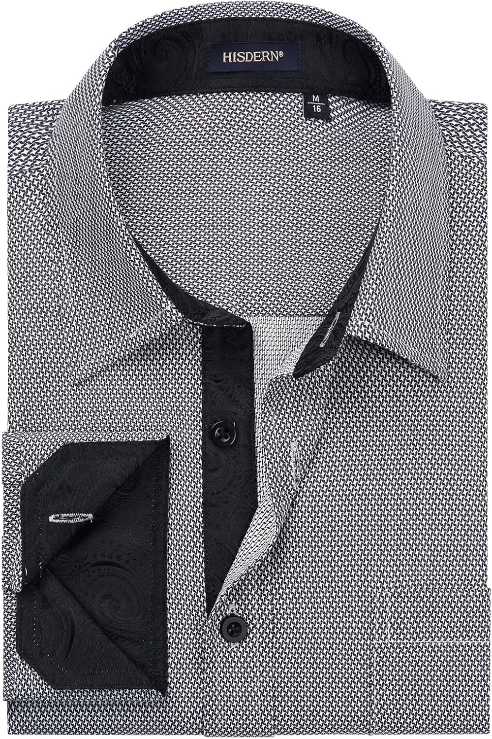 HISDERN Herren Hemd Langarm Regular Fit Oberhemd Für Männer Anzug Business Hochzeit Freizeit Party F