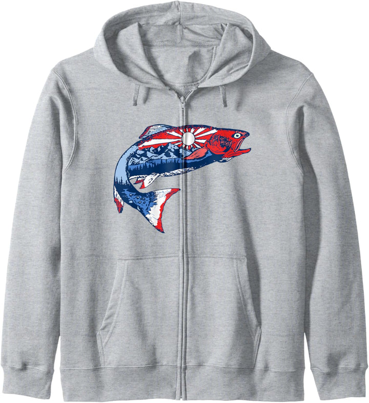 Trout Outdoor Illustration Series - Red White & Blue USA Kapuzenjacke