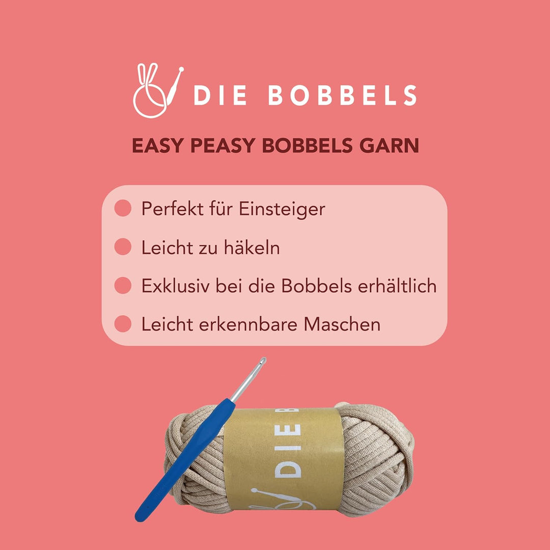 Die Bobbels“ Einsteiger Häkelset für Anfänger mit kinderleichtem Garn, Hilfsmitteln und Schritt-für-