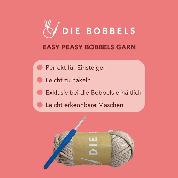 Die Bobbels“ Einsteiger Häkelset für Anfänger mit kinderleichtem Garn, Hilfsmitteln und Schritt-für-