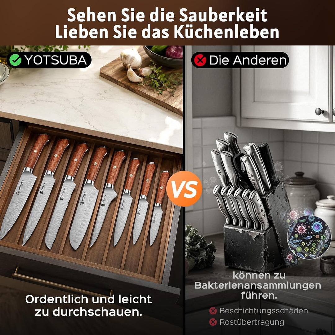 YOTSUBA Messerset Scharfes Küchenmesser Set aus hochwertigem Carbon Edelstahl Profi Kochmesser Set 7