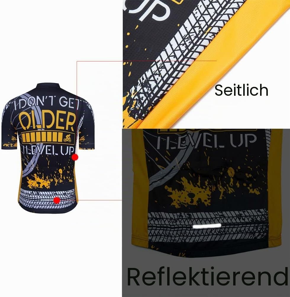 Langarm-Radtrikot für Herren, reflektierend, für BMX, MTB, atmungsaktiv und bequem, S-3XL M 2ht04, M