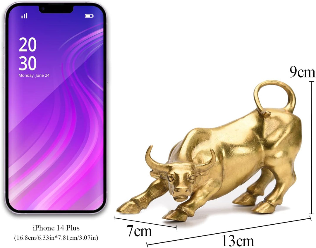 STCREE Messing Wall Street Bull Statue Feng Shui Glückssymbol für Börsenmarkt Home Office Dekoration