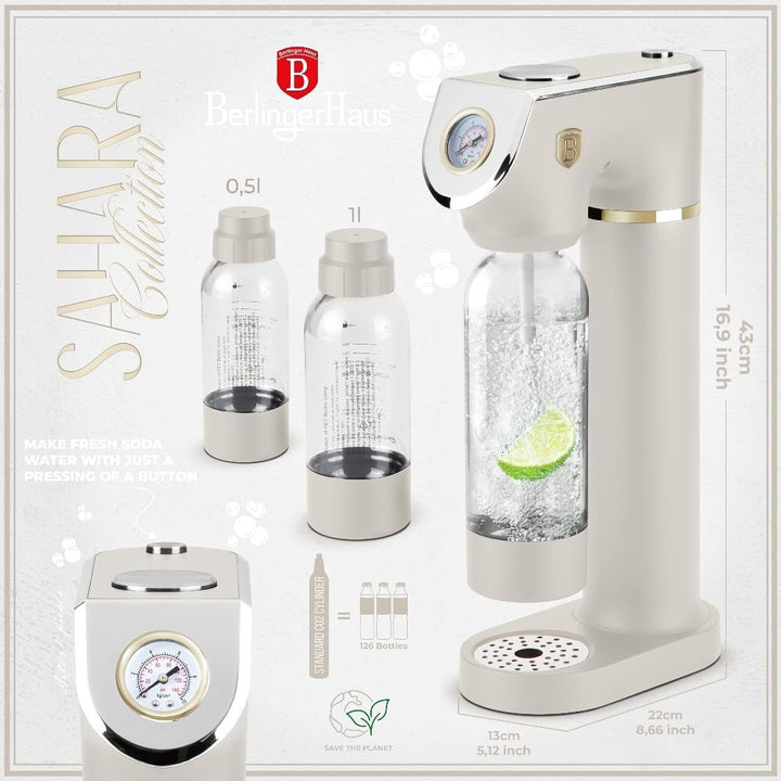Berlinger Haus SODABAR Wassersprudler mit Barometer (inkl. 2 Flaschen 1L und 0,5L)