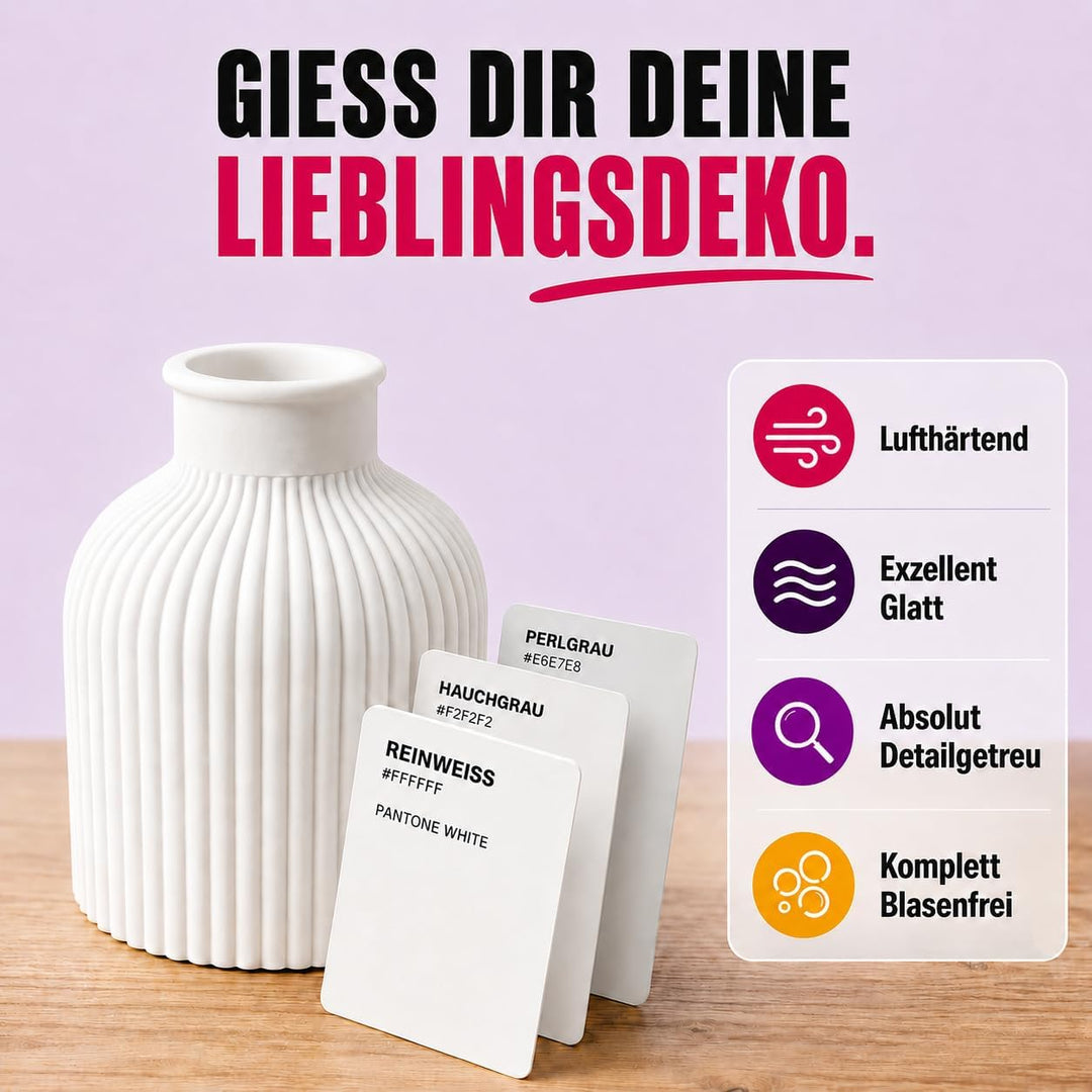 KUPI Keramik Giesspulver Weiss 5kg | Gips zum Giessen Lufthärtend &amp; Geruchlos | Giessmasse für Silik