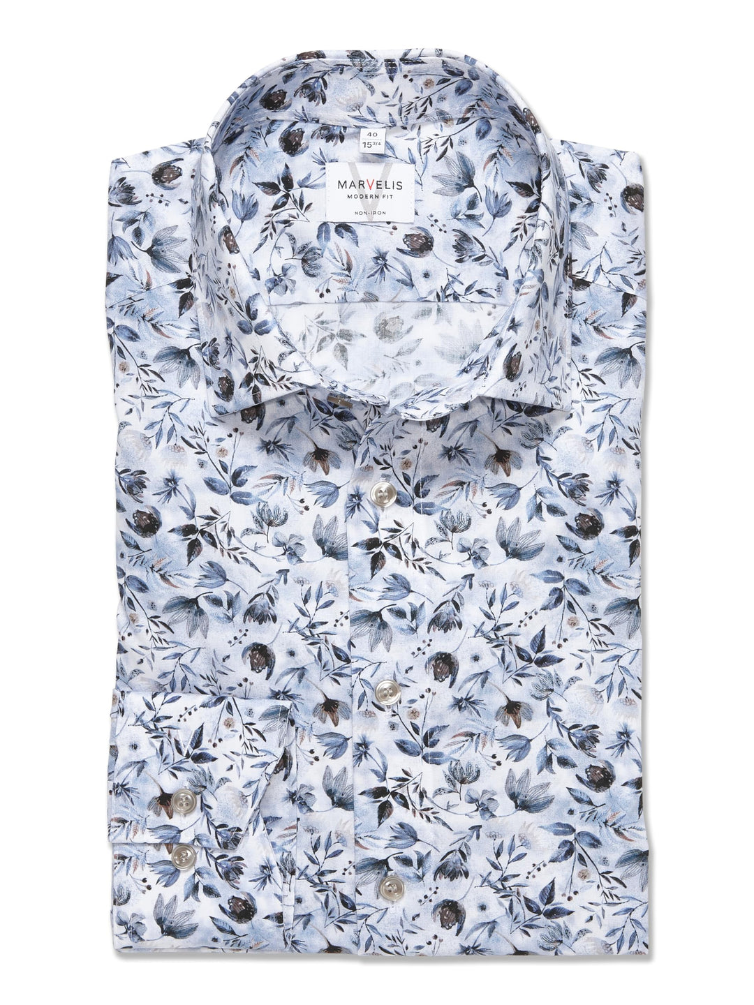 Marvelis Herren Businesshemd Langarm 721214,Digitaldruck auf Uni,Modern Fit,New Kent 44 Bleu 11, 44