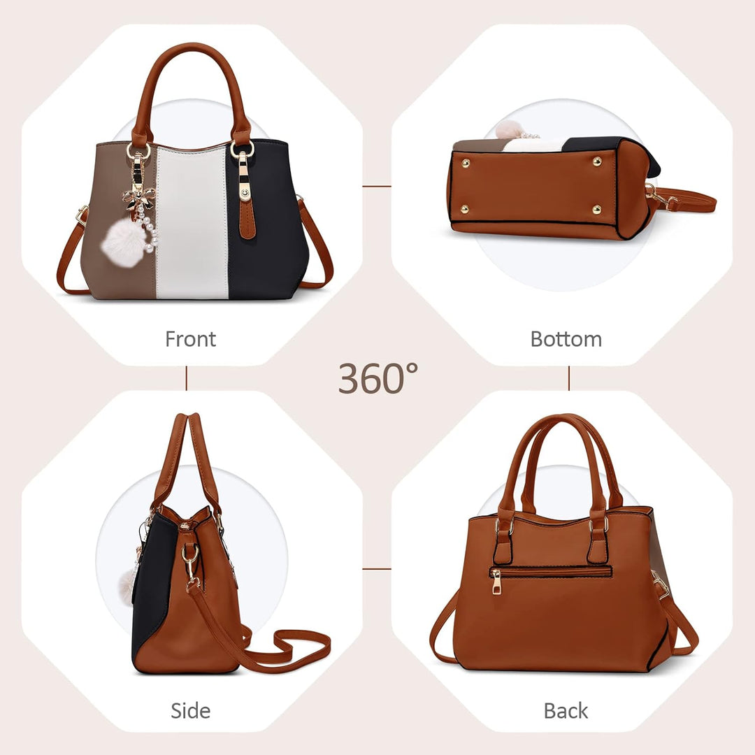 DORRISO Damen Handtasche Mode Pompons Anhänger Umhängetasche Elegantes Casual Reise Handtasche Fraue