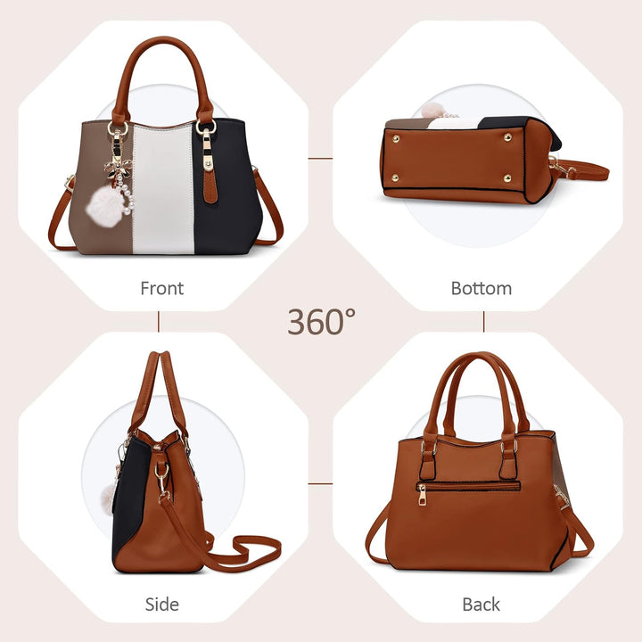 DORRISO Damen Handtasche Mode Pompons Anhänger Umhängetasche Elegantes Casual Reise Handtasche Fraue