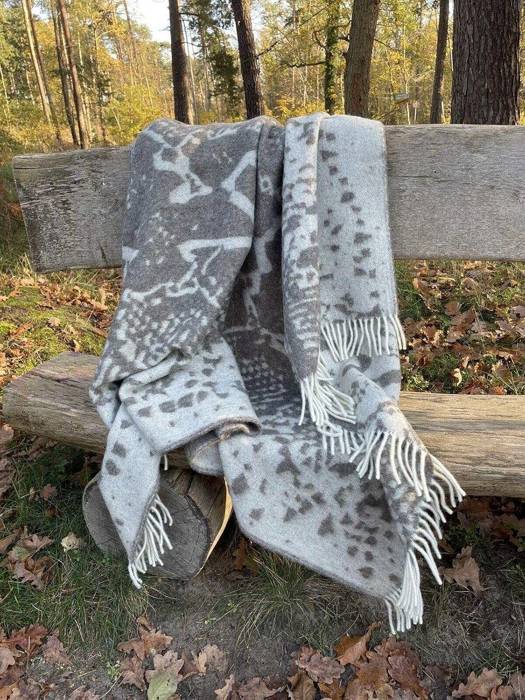 JOWOLLINA Wendedecke Wolldecke Plaid Kuscheldecke 100% Wolle 130x170 cm (Python braun Melange), Pyth