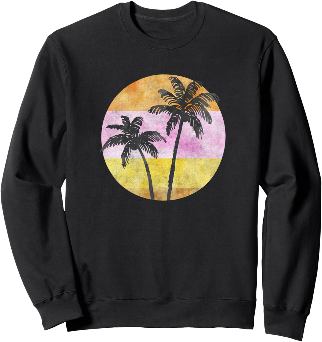 Sunset Palm Tree Silhouette-Circle Sweatshirt