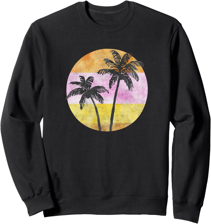 Sunset Palm Tree Silhouette-Circle Sweatshirt