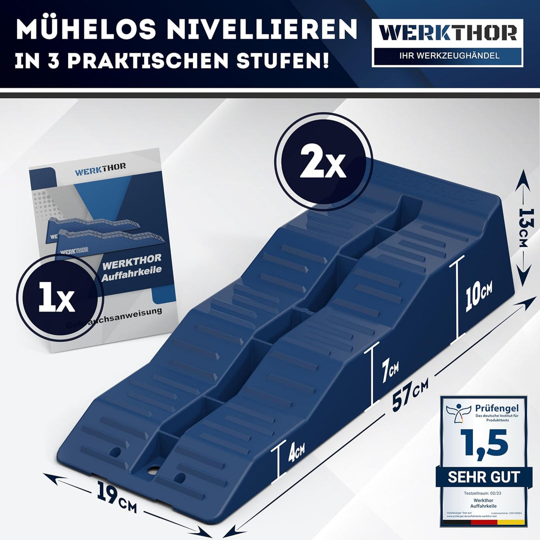 WERKTHOR Auffahrkeile für Wohnmobil - [2er Set] Hochbelastbare Auffahrkeile für maximalen Halt [, BI
