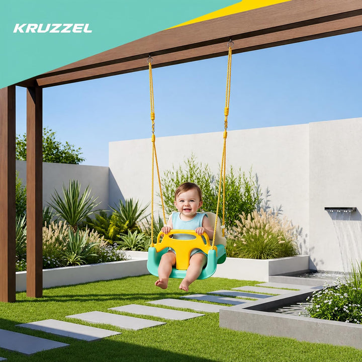 Kinderschaukel 3in1 zum Anfangen, mit Seilen, 0-6 Jahre, Babyschaukel Gartenschaukel Indoor Outdoor