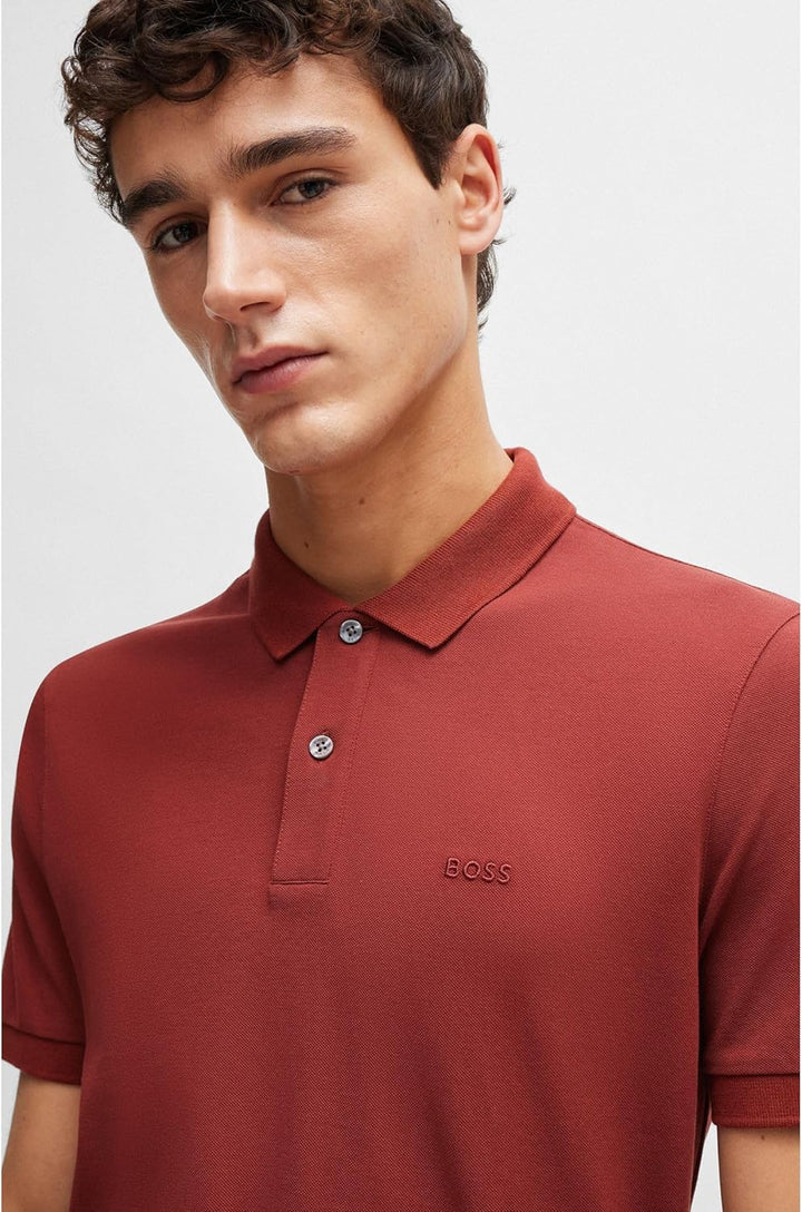 BOSS Herren Pallas Pallas Poloshirt aus Bio-Baumwolle mit Logo-Stickerei S Braun248, S Braun248