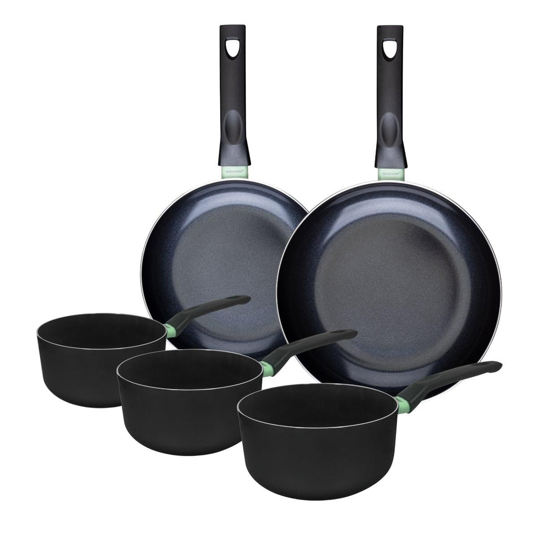 Fackelmann 9430750 Pfannen-Set, 2-teilig, 24 und 28 cm und 3 Töpfe 16, 18 und 20 cm, Antihaftbeschic