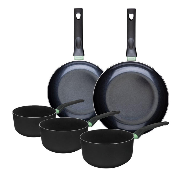 Fackelmann 9430750 Pfannen-Set, 2-teilig, 24 und 28 cm und 3 Töpfe 16, 18 und 20 cm, Antihaftbeschic