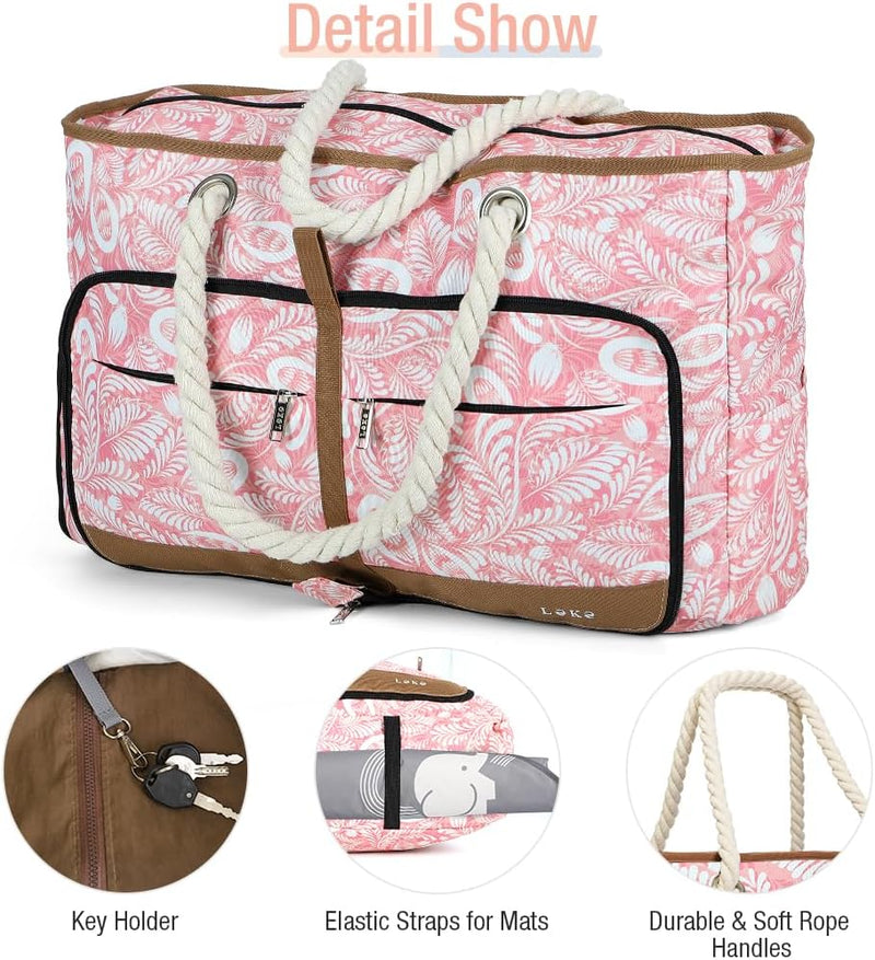 Lekespring Strandtasche Damen Gross mit Reissverschluss, Vielseitiger Damen Shopper Badetasche Sauna