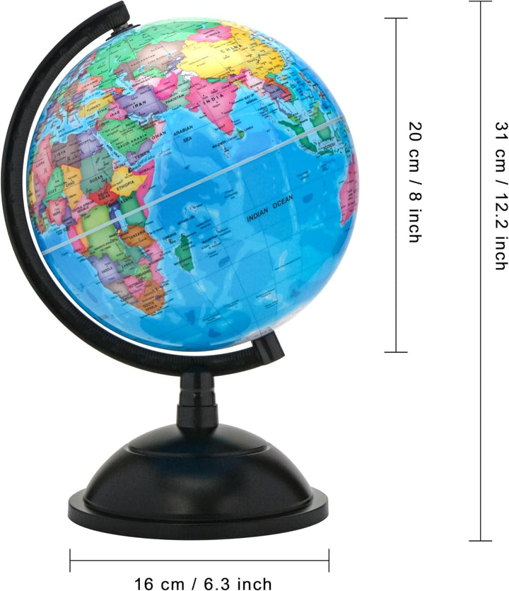 Topglobe 20cm Schülerglobus - Englische Karte - Globus Bildung Drehbarer - Pädagogische/Geografische