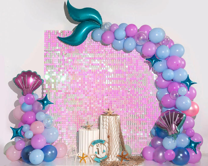 Kate Schimmernde Wand Hintergrund Irisierendes Rosa Quadratisch Pailletten Glitzer Foto Hintergrund